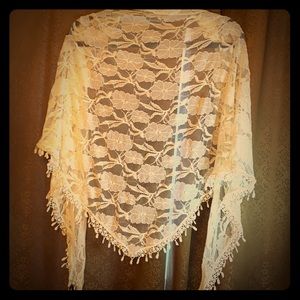 Frenchi scarf cream lace triangle